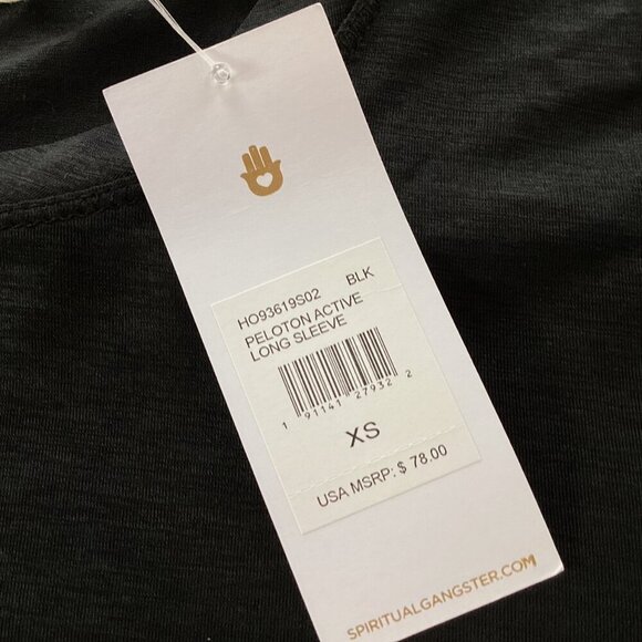 NWT Peloton x Spiritual Gangster Long Sleeve Black top with rainbow size XS - Picture 6 of 10